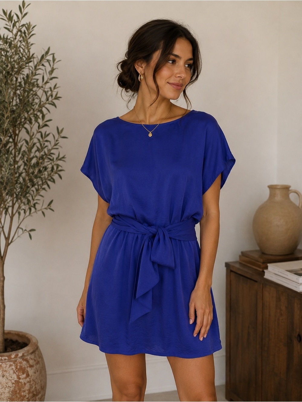 Rebecca Taylor sz 8 black dress ruffles and tie royal blue excellent condition